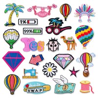 Conception personnalisée en gros Hawaii Style mer plage vacances thème montgolfière fer sur été broderie Patch pour vêtements