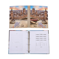 Carpeta de Archivo con Anillas de Dos, Tres y Cuatro Orificios, Papel A4 de Hojas Sueltas con Diseño de Paisajes Exóticos, Estilo Vintage Europeo para Organización de Oficina
