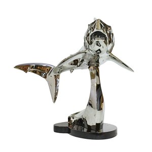 Gran tamaño de la vida de acero inoxidable Hai-Skulptur Escultura De <span class=keywords><strong>Tiburon</strong></span> colgante gran tiburón blanco pared arte escultura estatua para la venta - Product Image 3