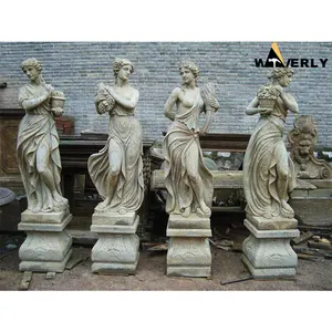 花园装饰仿古希腊花岗岩石材四季女士雕塑真人大小仿古利奥姆石材四季大理石雕像