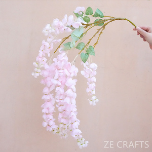 Venta al por mayor de flores de glicinia artificiales de <span class=keywords><strong>sauce</strong></span> llorón decoración de techo 6 tenedores Able Bean Wisteria flor boda CENTRO COMERCIAL - Product Image 6