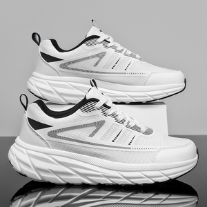 Chaussures de sport respirantes à lacets pour hommes, grandes tailles, pour pieds larges, antidérapantes, à semelle épaisse en caoutchouc, coupe basse, bout rond, en tissu confortable - Product Image 2