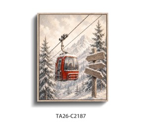 Impression sur toile « Télécabines des Montagnes d'Hiver », Affiche de télécabines de <span class=keywords><strong>ski</strong></span>, Tableau mural sur toile, Décoration murale - Product Image 3