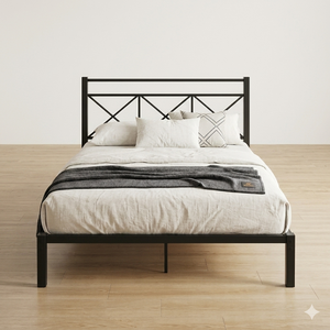 <span class=keywords><strong>Lit</strong></span> simple en métal taille Queen avec tête de <span class=keywords><strong>lit</strong></span>, cadre en <span class=keywords><strong>fer</strong></span> <span class=keywords><strong>forgé</strong></span> moderne, meubles en acier avec rangement pour chambre à coucher ou hôtel - Product Image 3