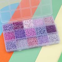 YWJC Penjualan Terlaris 15 Grid Per Set 210 Gram Aksesoris Perhiasan Gelang Kalung Manik-Manik Kaca Tabung Set Bahan Manik-Manik