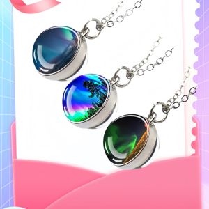 Collar con colgante Vintage de doble cara luminoso de nebulosa de galaxia cósmica creativa de nuevo estilo de moda euroamericana - Product Image 3