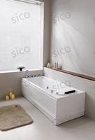 Baignoire Balnéo d'Angle en Acrylique SICO avec 6 Jets de Massage Corporel, Robinet Encastré, Accoudoirs, 1,7 m, Intérieur, 1-2 Personnes
