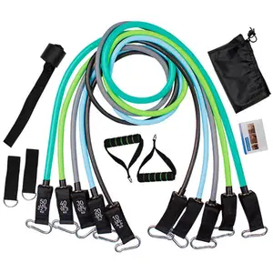 11 Stuks Fitness Handgrepen Oefening Deur Elastische Buis Band Tpe Riemen Groene Weerstand Buizen Set