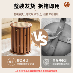 Rattan Stackable <b>Stool</b> <b>With</b> Wheels And Storage Home Coffee <b>Table</b> Or Low <b>Stool</b> For Living Room Or Bedroom - Product Image 4