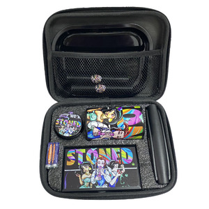 Custom Smoker kit Portable Kit Plastic Airtight Herb Container Metal Rolling Tray Rolling Maker Crusher Set Easy to Carry