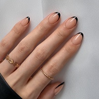 XCOATTIPS Faux Ongles en Gros pour Professionnels – Ultra Amande Noir Nude French – Capsules en Gel Souple X Coat à Coller – Ongles à Presser