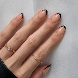 XCOATTIPS Faux Ongles en Gros pour Professionnels – Ultra Amande Noir Nude French – Capsules en Gel Souple X Coat à Coller – Ongles à Presser - Product Image 2