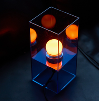 Lampe de bureau créative géométrique carrée en acrylique, veilleuse en acrylique miroir, lumière d'ambiance à intensité variable, style moderne