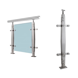 현대 디자인 스테인레스 스틸 Frameless 계단 포스트 유리 난간 난간 난간 난간 동자 유리 난간 가격 시스템 - Product Image 1