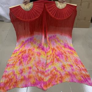 بيستدانس الخيزران طويلة التعادل صبغ الحجاب المشجعين راقصة البطن الرقص الحقيقي الحرير المشجعين الحجاب أوم - Product Image 5