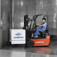 Chariot élévateur électrique au lithium Hangcha efficace de 1 tonne avec déplaceur latéral hydraulique et pneus pneumatiques pour usage en entrepôt
