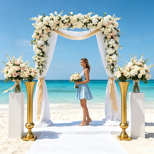 <span class=keywords><strong>Vase</strong></span> de centre de table doré pour mariage, grand <span class=keywords><strong>vase</strong></span> à fleurs en fer pour la décoration de table de fête, 100 cm - Product Image 1