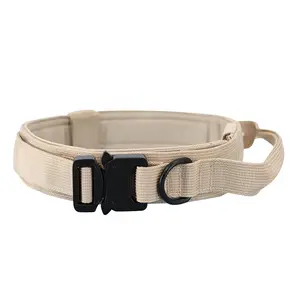Fabricante OEM personalizado collar de entrenamiento para perros Nylon acolchado ajustable de alta resistencia K9 táctico collares para perros con hebilla de metal