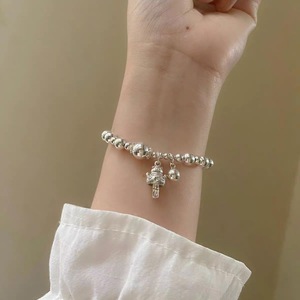 สร้อยข้อมือเงินแท้ S925 รูปแมวนำโชคสำหรับผู้หญิง ประดับลูกปัดยืดหยุ่น สวมใส่ได้ทุกวัน - Product Image 4