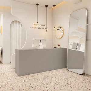 Mostrador Comercial de Madera Personalizado para Celebridades de Internet - Diseño Moderno Minimalista para Oficina, <span class=keywords><strong>Restaurante</strong></span>, Tienda, Recepción - Product Image 3