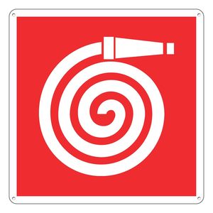 Segnale con simbolo tubo antincendio 25x25 cm, in alluminio riflettente, per la sicurezza - Product Image 1