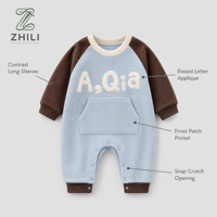 Combinaison épaisse en molleton de coton doublée polaire pour bébés et tout-petits - Vêtement d'extérieur décontracté pour l'hiver et l'automne