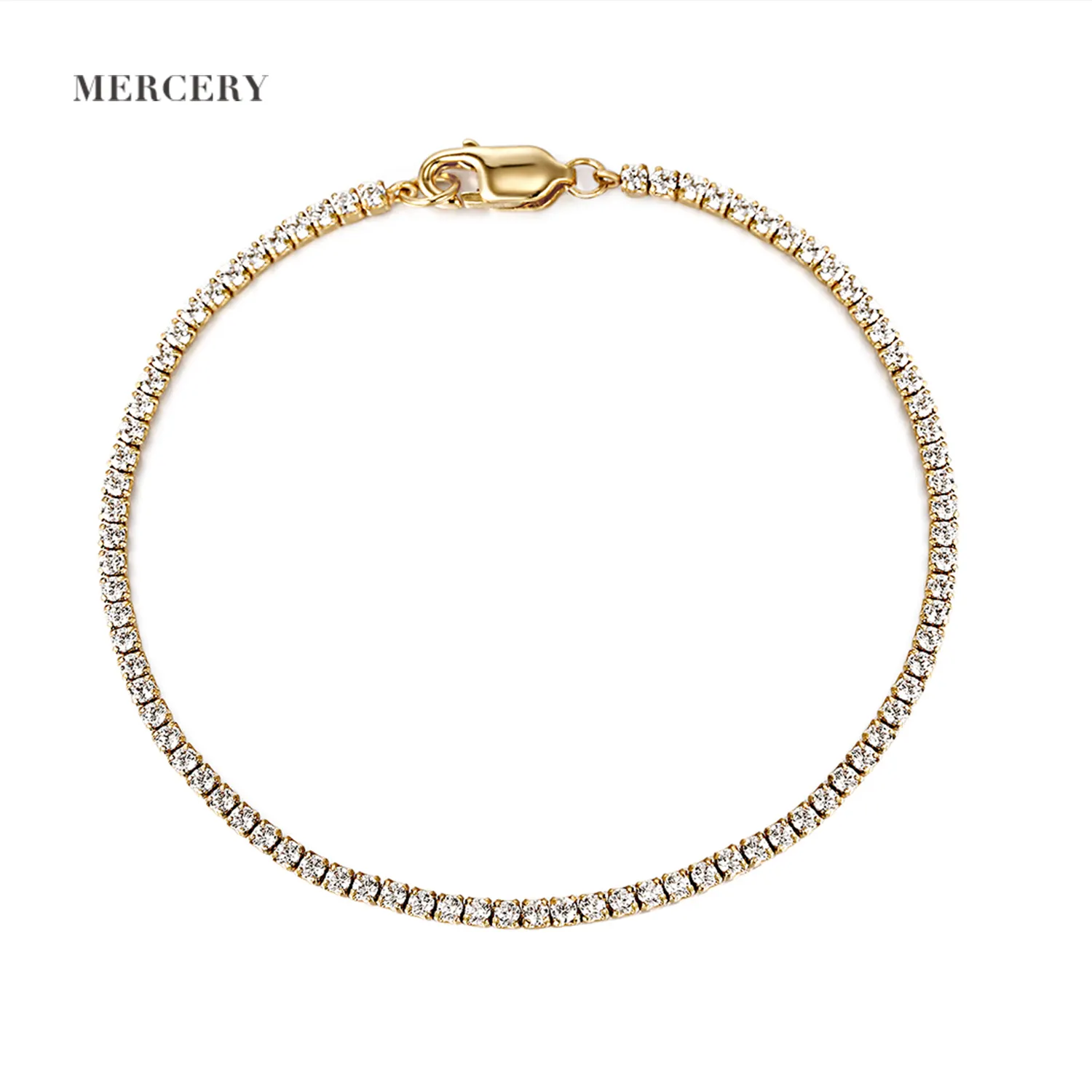 Mercery Brilliant Zircon Bracelet 925 Silver Bracelet 14K Gold Plated Silver Bracelet Beautifully Designed Jewelry