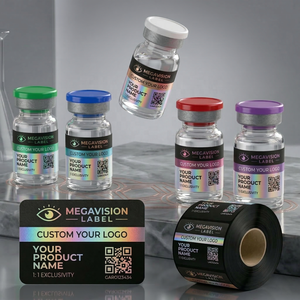 Etiqueta Adhesiva de Vinilo Holográfica Impermeable de Alta Calidad de 5 ml y 10 ml, Personalizada OEM ODM, para Envases de Frascos Pequeños de Vidrio - Product Image 5