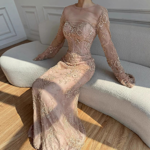 Serene Hill LA72545 <span class=keywords><strong>Abito</strong></span> da Sera Elegante a Sirena con Maniche Lunghe in Pizzo Champagne per Matrimoni e Feste - Product Image 3