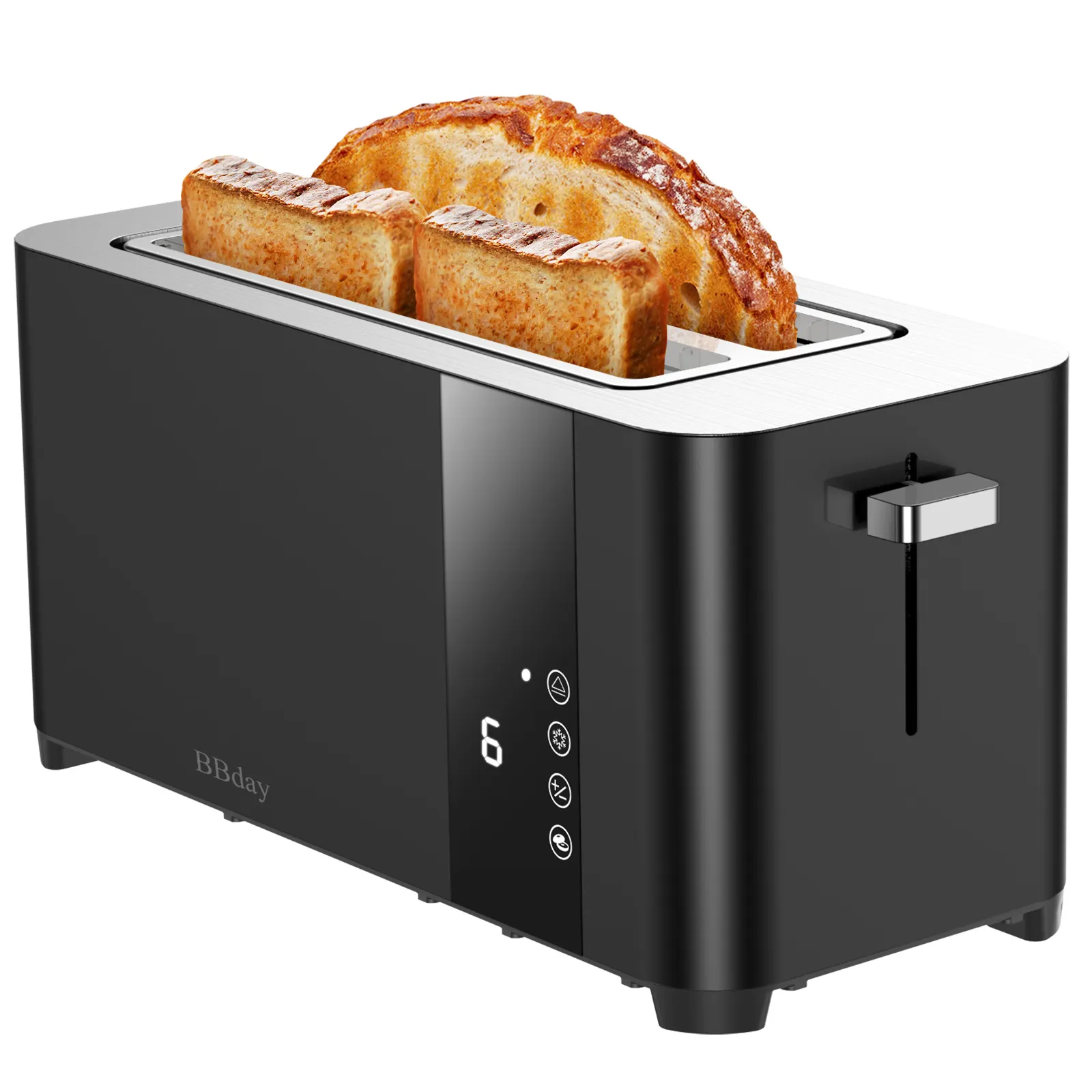 Smart LED Touchscreen Long Slot Toaster Factory OEM/ODM, Household Use Stainless Steel 4 Slice Breakfast Bread Toaster