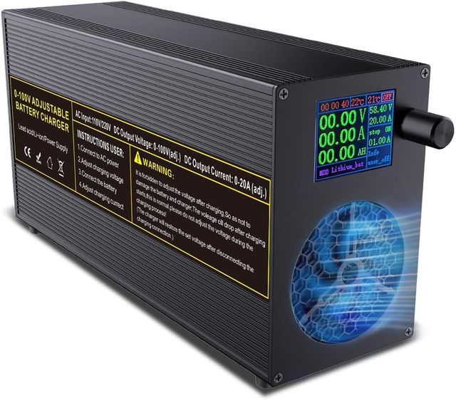 80V-140V Input 0-60V 0-40A Adjustable LiFePO4 Lithium Lead Acid Battery Charger High Power Smart Charger for Golf Carts EVs