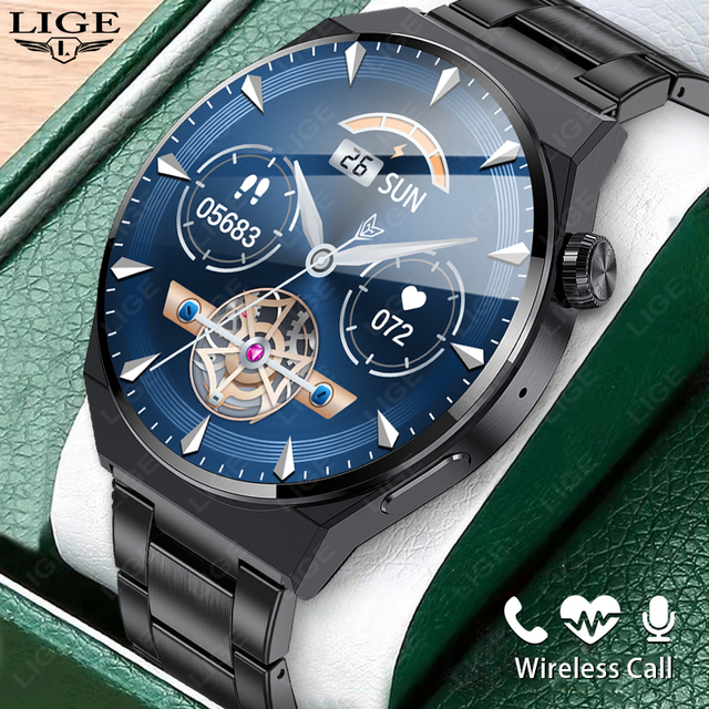 Lige BW0403 Wireless Call Smartwatch 360*360 Shocking Vision Al Voice Assistant IP67 Waterproof Custom Dial Smart Watch for Men
