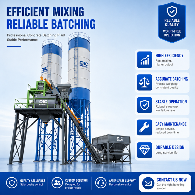 HZS75 High Efficiency 50-75m³/h Concrete Mixing Plant Ready Mix Batching Plant CE ISO Certified Construction