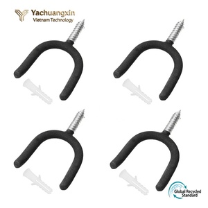 Black U-Shaped Wall Mount <b>Hooks</b> with Screw Zinc Alloy Slip <b>Hook</b> Industrial Storage Hanger 4-Pack - Product Image 3