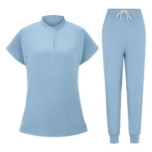 Manufacturer Summer Thin Short Sleeve Polyester Cotton Scrub Suits <b>Nurse</b> Operating Room Dentist Workwear Two Piece Set - Product Image 1