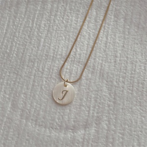 Custom Shell Letter Necklace Gold Initial Letter Dangle <b>Charms</b> Necklace - Product Image 4