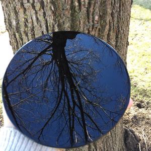 Placa Redonda de Cristal de Cuarzo Obsidiana Negra Natural al por Mayor, Estilo Feng Shui, Forma de Palma, para Meditación o Recuerdo - Product Image 4