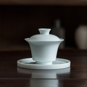 Tazón de Té Kung Fu de Porcelana Yingqing Gaiwan, Color Azul Sombra, Forma de Herradura, con Tapa, Resistente al Calor, Marca Hutian Kiln - Product Image 2
