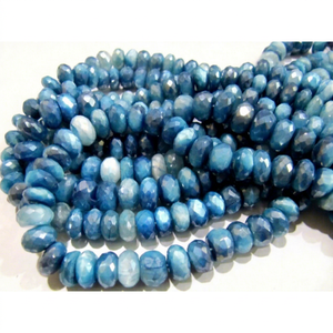 Topaze bleue naturelle et pierre de lune, facettes rondes et revêtement AB, 8 mm, brin de 7 pouces - Product Image 1