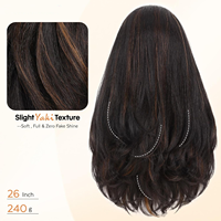 Perruque Bandeau Cheveux Bouclés Ondulés Texture Yaki 26 Pouces Longue avec Mèches 1B/30 en Fibre Premium Prête à l'Expédition