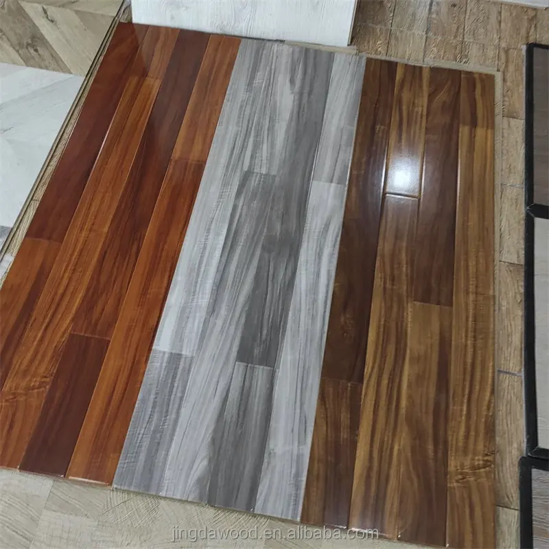 Hochwertiger Holz-Holz-Laminatboden 12 mm superweiß und schwarz hochglanz-Laminatboden