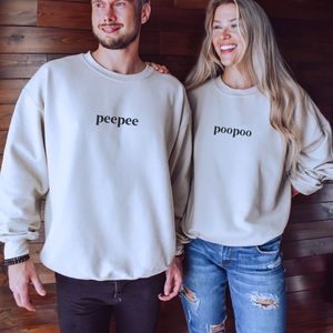 Personalizado bordado 3D patrón Pee Poo sudaderas con capucha a juego sudaderas de tela de punto insignia regalo del Día de San Valentín para parejas - Product Image 4