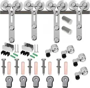 Phụ kiện phòng tắm Bypass thép không gỉ Con lăn treo bánh xe đường sắt theo dõi trượt Barn vòi hoa sen cửa kính không khung phần cứng Bộ dụng cụ