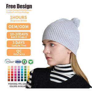 Fabricante de prendas de punto, gorro de punto personalizado para clima frío, suave y cálido, esencial para el invierno, gorro de punto acanalado minimalista con pompón. - Product Image 6