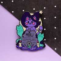 Broches personnalisées lumineuses en émail souple ou dur, motifs animaux mignons, cadeau de mariage, placage argent noir, épingles de revers en métal