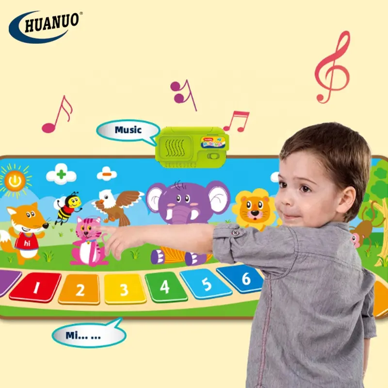 เกมบ้านครอบครัวเด็กคีย์บอร์ดเสื่อดนตรีพร้อมเสียงเครื่องดนตรี 8 เสียงของเล่นดนตรีเสื่อเปียโน