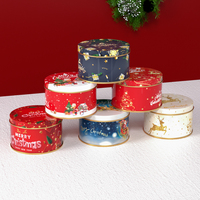 Boîtes en fer blanc rondes en gros D 75*45 mm, emballages cadeaux, boîtes en métal pour Noël, emballages en métal pour chocolat et bonbons