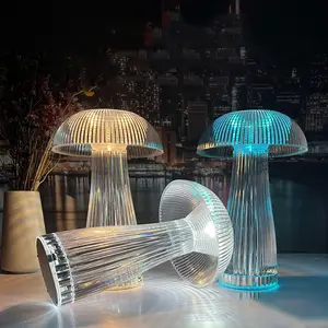 Neon Hot Sale LED Desk Jellyfish Light USB Rechargeable Remote Control 16 Colors RGB LED Mushroom Acrylic Crystal Table Lamp