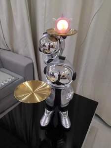 Statua <span class=keywords><strong>da</strong></span> Pavimento Grande per Soggiorno, Ornamenti Decorativi per la Casa, Accessori Moderni, Statua di Astronauta con Vassoio - Product Image 3