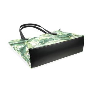 Tropical Palm Leaf Print Tote <b>Handbag</b> PU Shopper Bag <b>Small</b> Vacation Carryall - Product Image 5